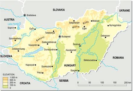 Topografische Karte von Ungarn